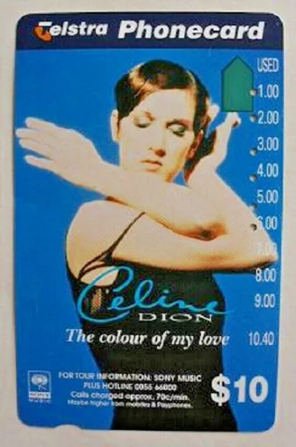 Celine Dion Color of My Love Singer Pop Music SONY Australian Vintage Phonecard