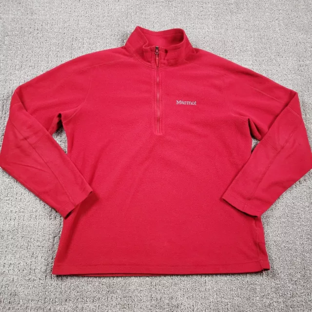 MARMOT Sweater Mens Large Red Fleece 1/4 Zip Pullover Polartec Jacket