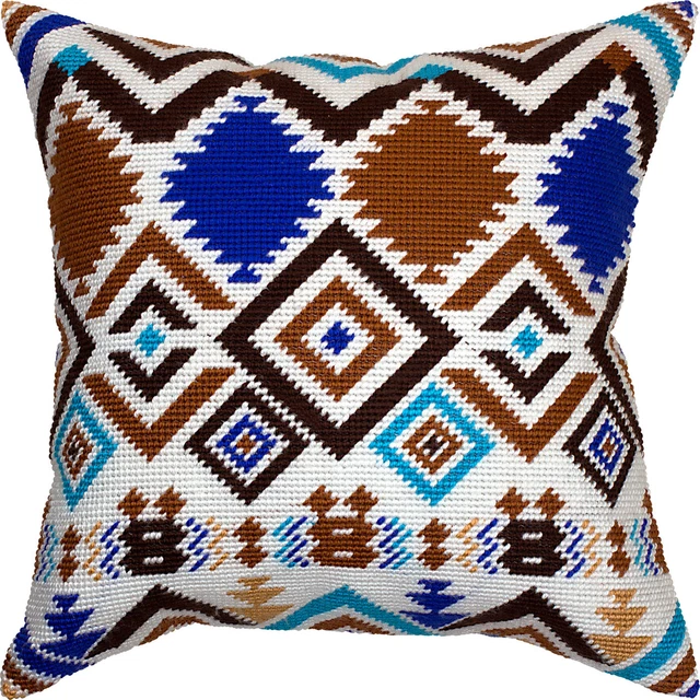 "Hazlo tú mismo Kit de Almohada con Aguja "Patrón Mexicano de Yucatán"" 16"x16"" / 40x40 cm