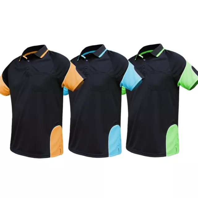 Mens Polo Shirts, Pack of 3, Short Sleeve Chest Pocket Contrast Hi vis Quick Dry 2