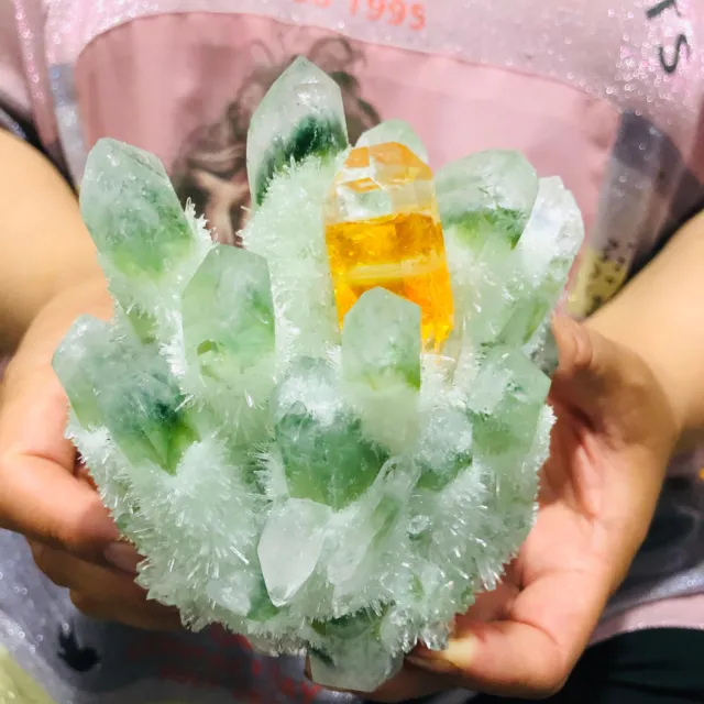 900G  New Find Green Phantom Quartz Crystal Cluster Mineral Specimen Healing