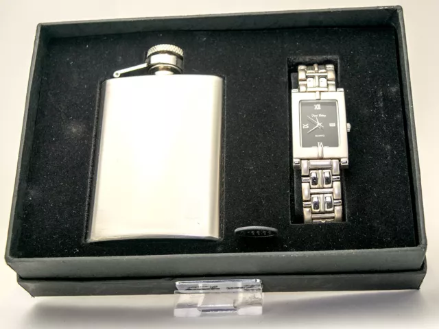 Fred Belay: Men's Gift Set, Stainless Steel Flask With  Analog Quartz Watch