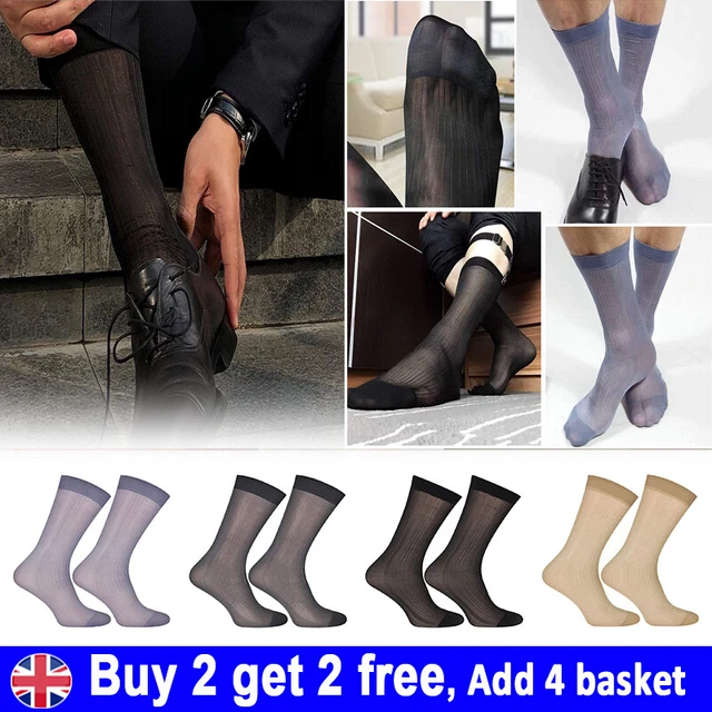 Business Socks Mens Dress Socks Striped 1 Pair Ultra Thin Breathable Business lu
