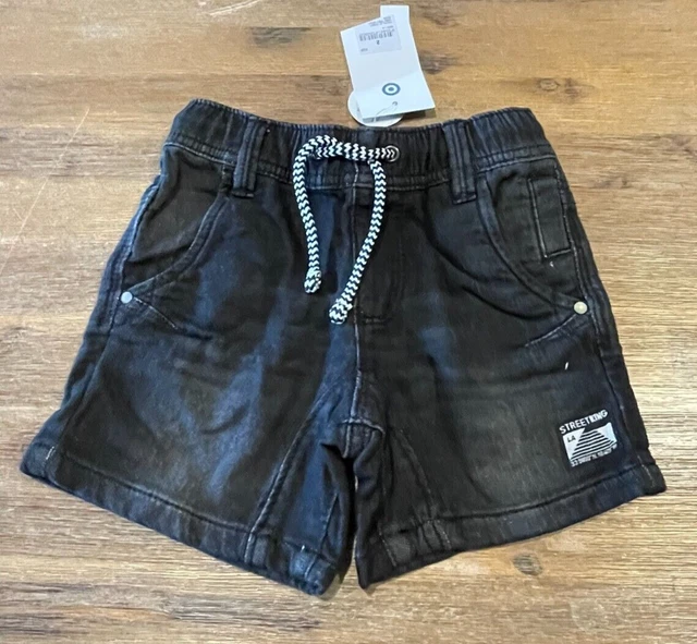 Boys size 2 Soft terry black denim shorts elastic waist Target  NEW