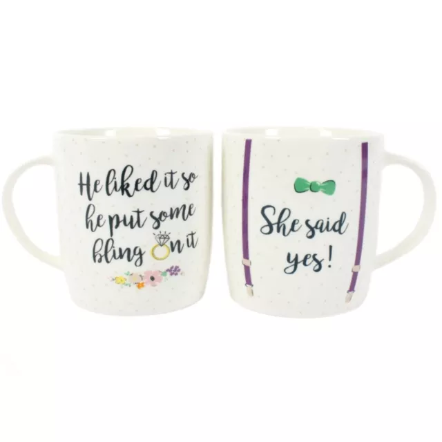 He Liked It... She Said Yes Mug Set. Gift for Couple, Christmas/Engagement gift