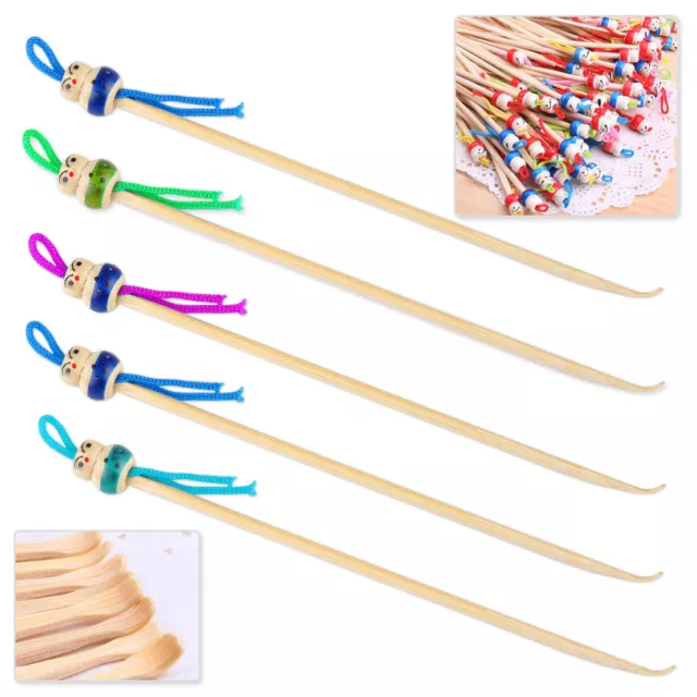 10PCS Cute Bamboo Doll Ear Wax Remover Pick Spoon Earpick Earwax Cleaner Tool