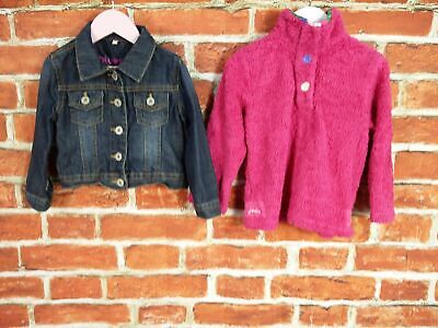 Girl Bundle Age 3-4 Years Joules Bluezoo Denim Jacket Fleece Pullover Pink 104Cm
