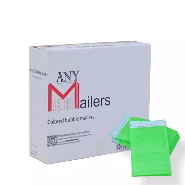 AirnDefense 500 #000 4X8" Green Poly Bubble Mailers Shipping Padded Envelope