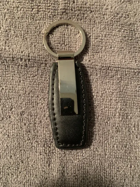 Porte-clés Bi-matère Acier Et Cuir Noir - New