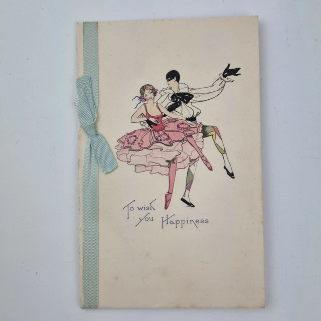 Vintage Christmas & New Years Greetings Card Couple Dancing
