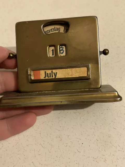 Antique Art Deco Perpetual Brass Calendar Missing Month