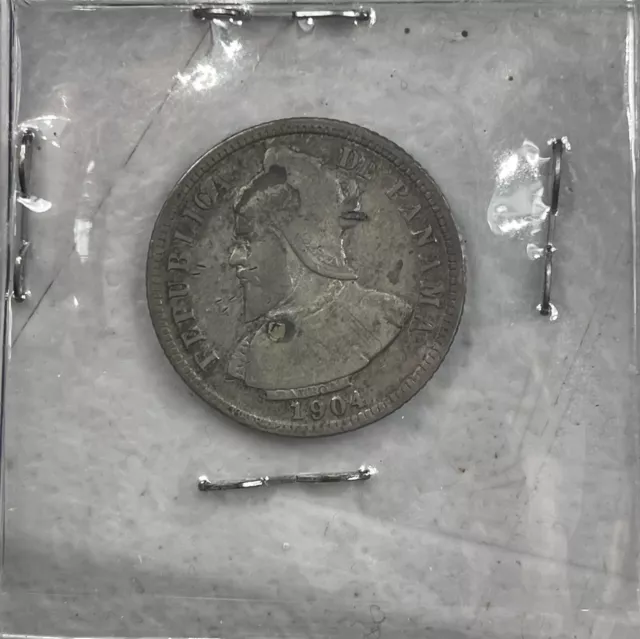 1904 Panama Silver 10 Centesimos Coin