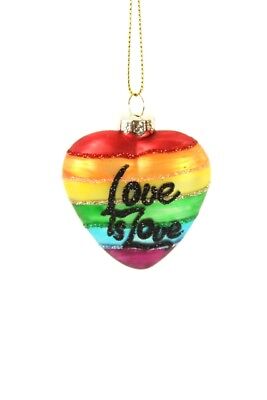 Glass LGBTQ Rainbow Heart LOVE IS LOVE Christmas Ornament, by Cody Foster