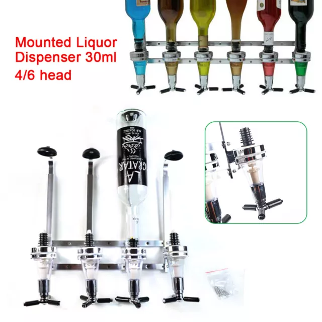 Wall Mounted Liquor Wine Dispenser Bar Butler Drinking Pourer 4/6-Station 30 ml