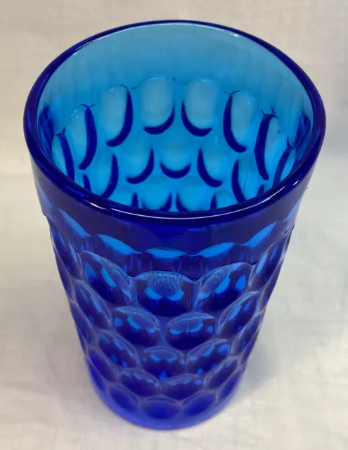 Fenton Art Glass Colonial Blue Thumbprint Water Tumbler Glass  Pre Logo