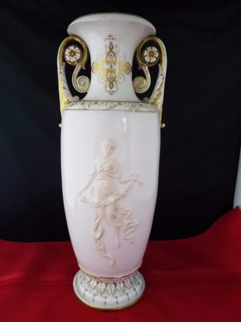 Rudolstadt Works RW Germany Porcelain 2 handled Vase Urn 11"  #2315 Vintage