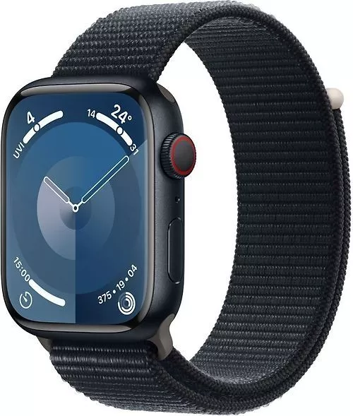 Apple Watch Series 9 45 mm Aluminiumgehäuse mitternacht am Sport Loop mitternach