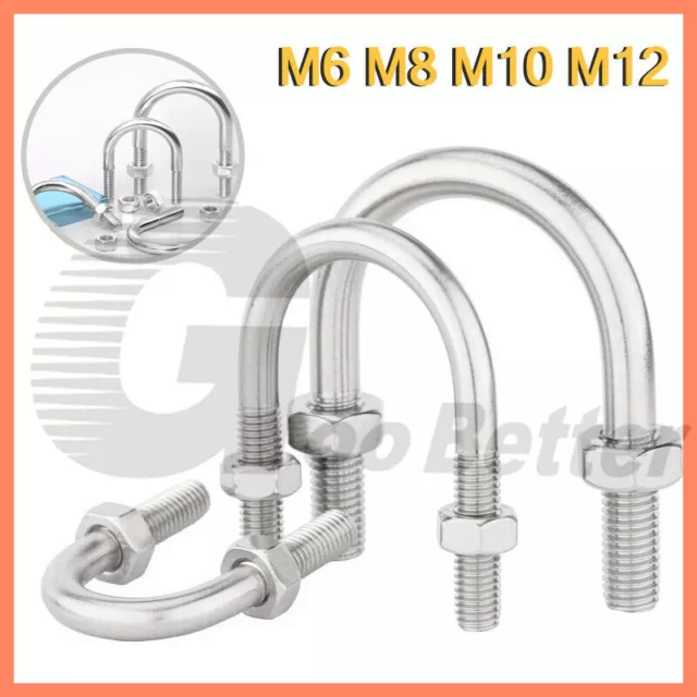 M6 M8 M10 M12 Round Metric U Bolts U-Bolt A2 304 Stainless Steel U-Fixed Clamps