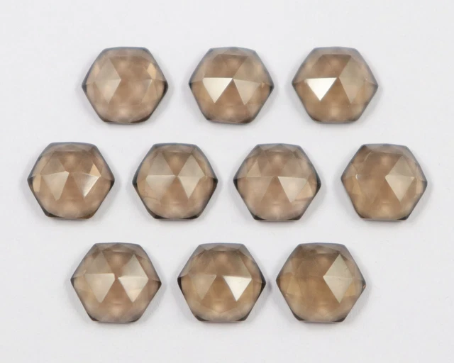 Smoky Quartz 10 mm Hexagon shape Rose Cut Flat Bottom Quality AAA 10 Pcs