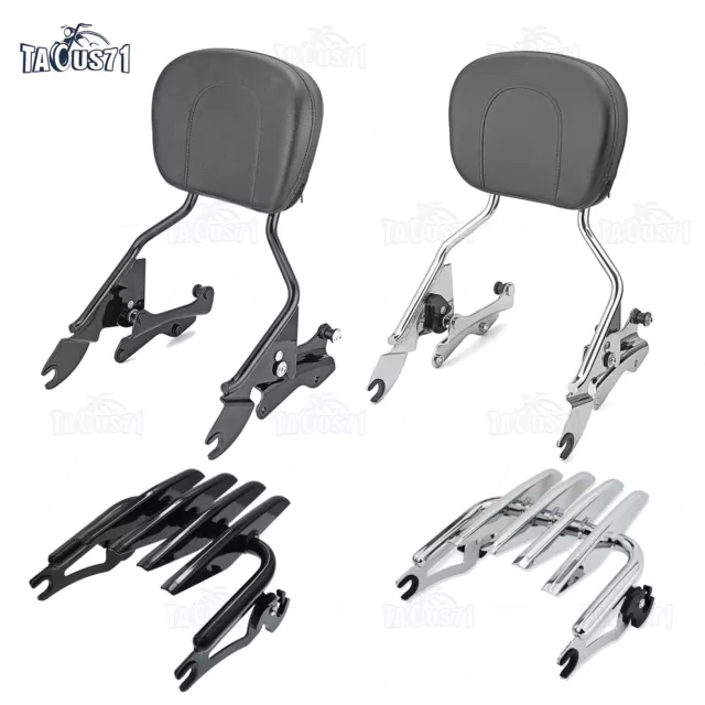 Passenger Backrest Sissy Bar Luggage Rack Docking Kit For Harley 14-24 Road King