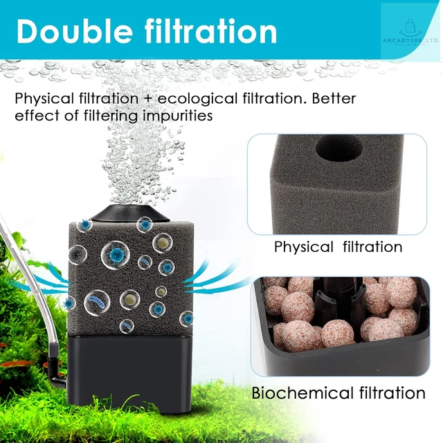 AQQA Aquarium Sponge Filter Submersible Fish Tank Filter Ultra Quiet Aeration 3