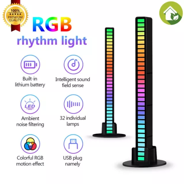32 LED RGB Car Atmosphere Strip Light Bar Sound Control Music Sync Rhythm  Lamp