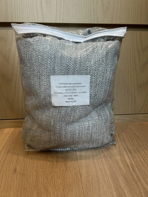 Restoration Hardware Cloud Luxe Armless Chair SLIPCOVER 2-Tone Linen Nickel NEW Restoration Hardware Cloud Luxe Armless Chair SLIPCOVER 2-Tone Linen Nickel NEW