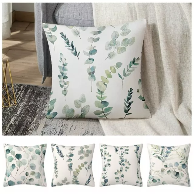 Watercolor Eucalyptus Branch Throw Pillows Cushion Cover Green Leaf Pillowcase