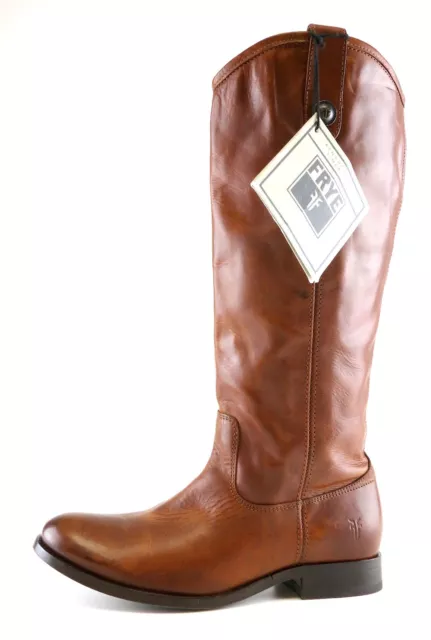 Frye Melissa Button Leather Riding Boot Brown Women Sz 7.5 B N6787 *