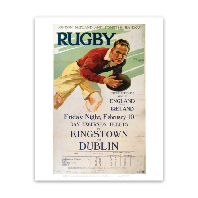 Rugby England Vs Ireland - Tickets to Kinstown and Dublin 28x35cm Art Print