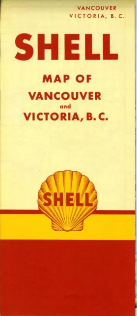 1954 Shell Road Map: Vancouver Victoria NOS