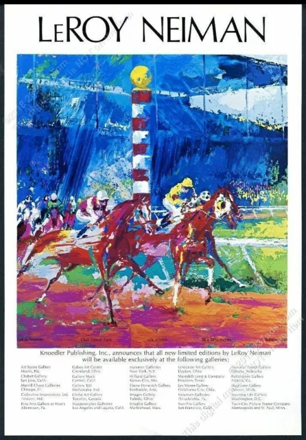 1975 Leroy neiman Cavallo da Corsa Gara Pittura Knoedler Vintage Stampa Ad