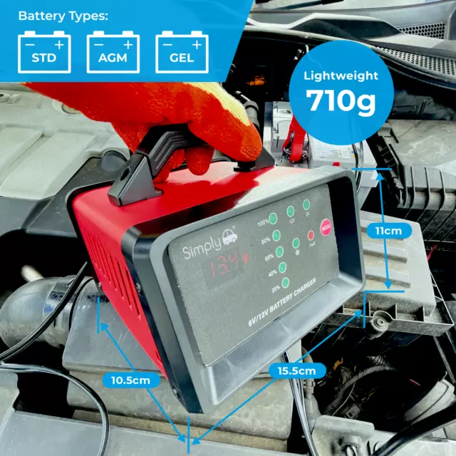 6 V/12 V 5 Ampere Automatik Elektronisch Intelligent Smart Schnell Akku Trickle Ladegerät 3