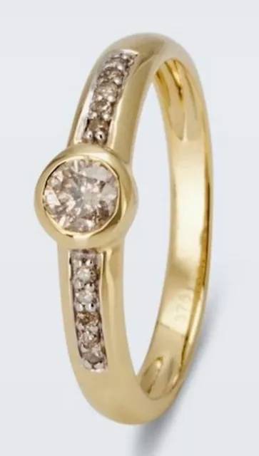 Harry Ivens IV Ring GG375 Diamanten champagner ca.0,05 ct.,Brillant ca.0,20 ct.