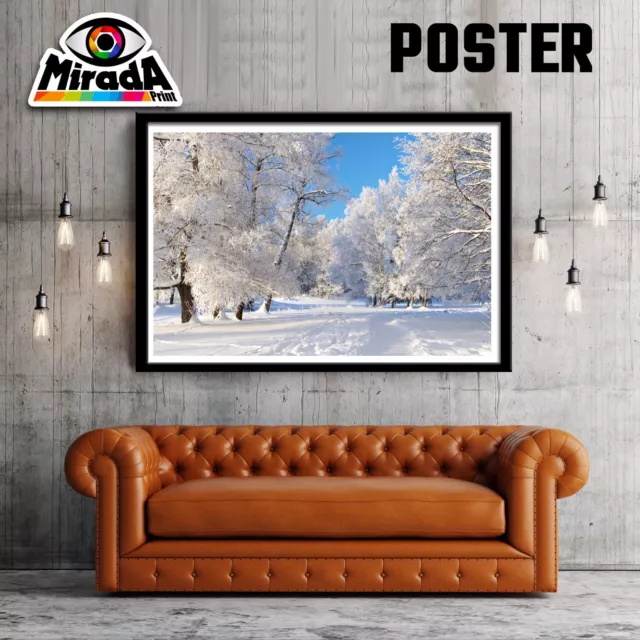 Poster Inverno Neve Paesaggio Innevato Alberi Qualitygraphics Carta Fotografica