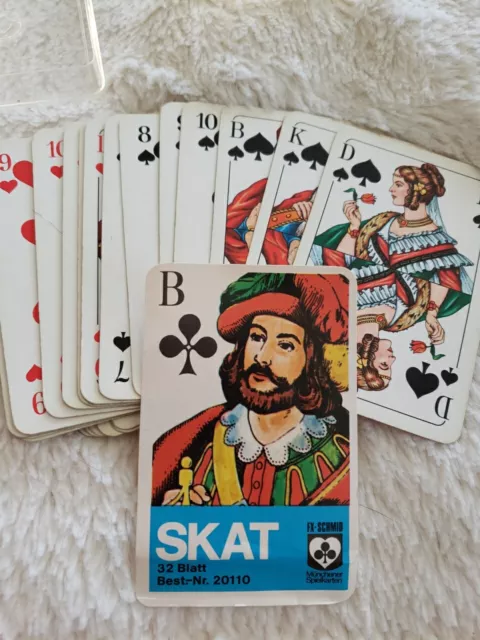 Vintage Skat 32 Blatt Mùnchener FX-SCHMID  Deck Of Cards Red Plaid Back