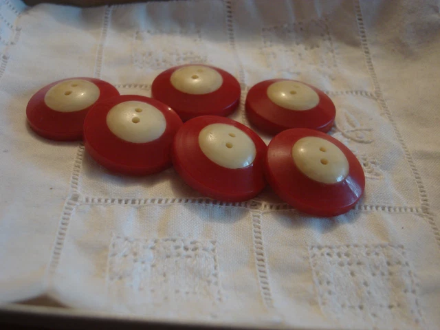 Bouton Vintage Rouge Pastille - Mercerie Ancienne, Lot De 1 à 10 Pièces