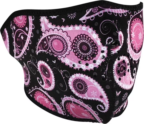 Zan Headgear Purple Paisley Half Face Neoprene Motorcycle Riding Mask WNFM162H