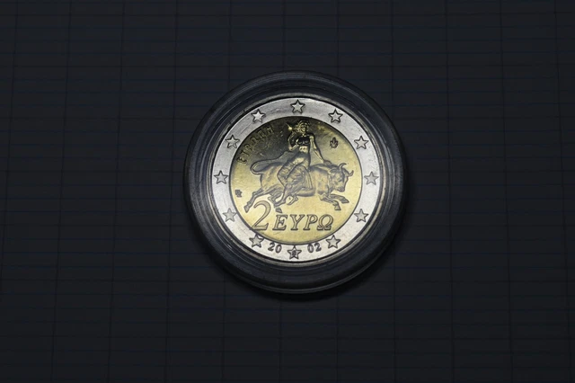 PIÈCE 2 EUROS grecque 2002 RARE non fauter avec le S dans l'étoile voir