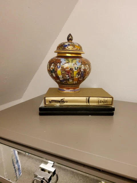 Vintage Ingwerglas mit vergoldetem hohen Tempeldeckel Geschenk atemberaubende chinesische Urne 11