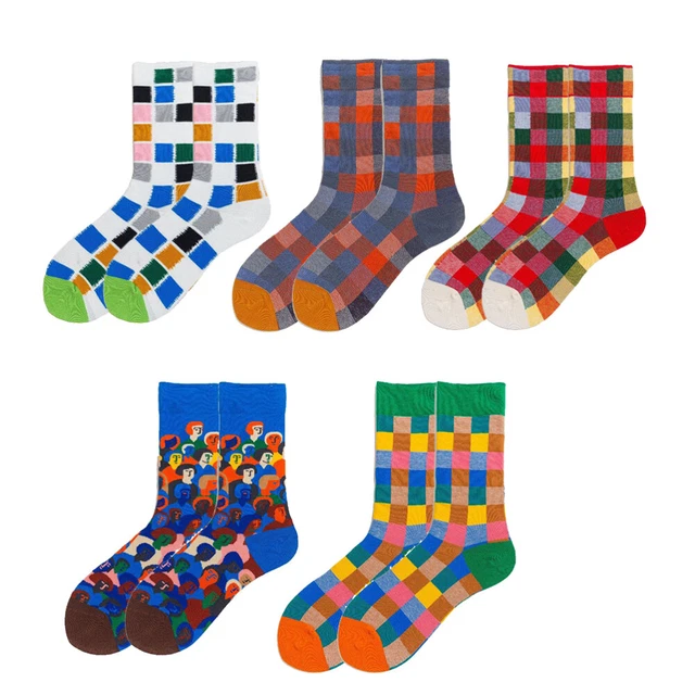 5 Pairs Bas De Coton Chaussettes Colorées Littérature Et Art