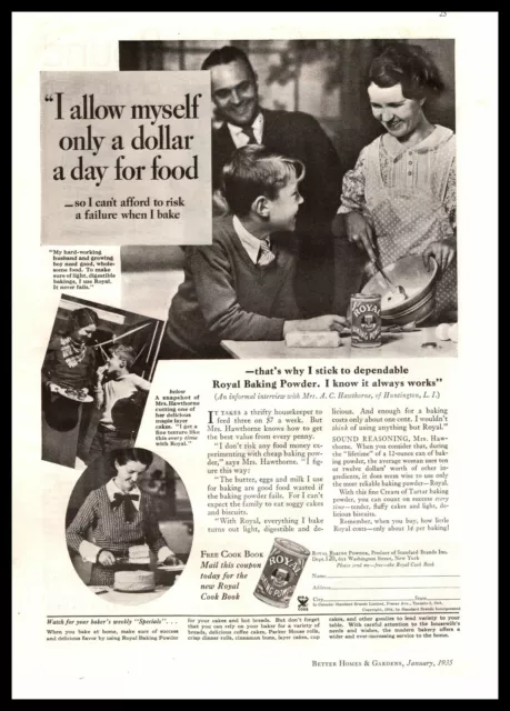 1935 Royal Baking Powder "I Allow Myself Only A Dollar A Day For Food" Print Ad