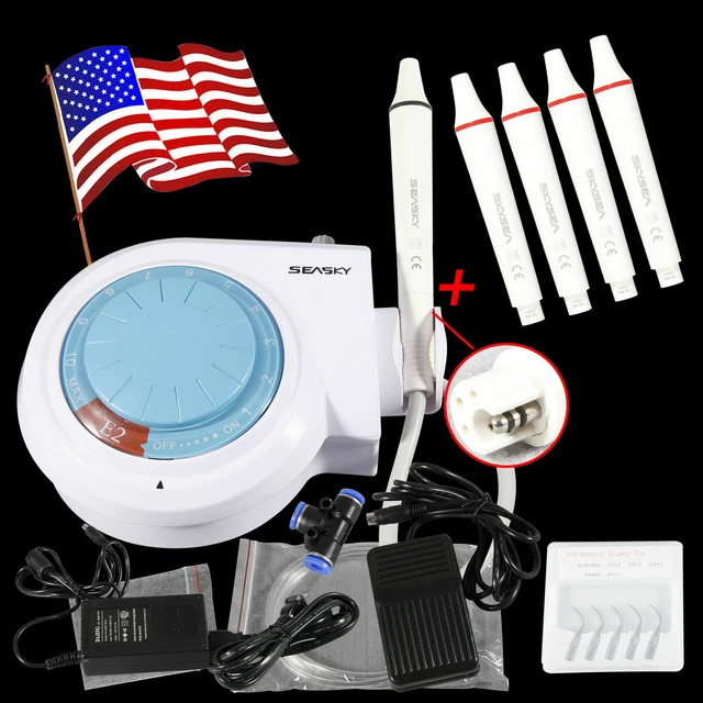 Portable Dental Ultrasonic Piezo Scaler fit EMS Tips with 4*Detachable Handpiece