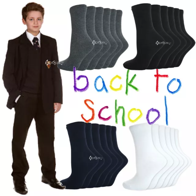 6 or 12 Pairs Boys Girls Ankle Socks School Uniform Shoe Sizes 6-8 9-12 12-3 4-5