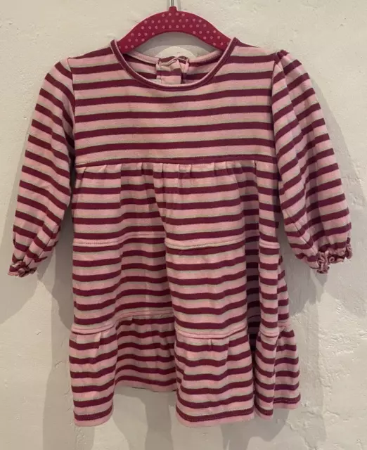 JoJo Maman Bebe Girls Dress, Pink Stripe, Age 18-24 Months