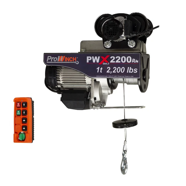 Prowinch 1 Ton Electric Wire Rope Hoist 2200 lbs. 38 ft. Wireless w/ Power Troll