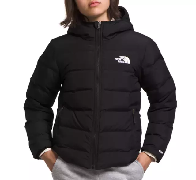 The North Face Girls Reversible 600 Fill Down Hooded Jacket TNF Black SizeXs & S