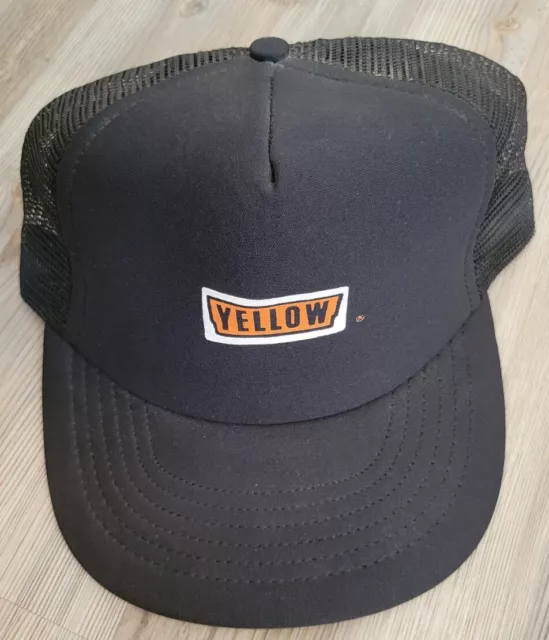 Vintage Yellow Brand Freight Trucking Company Mesh Trucker Snapback Hat Cap Men