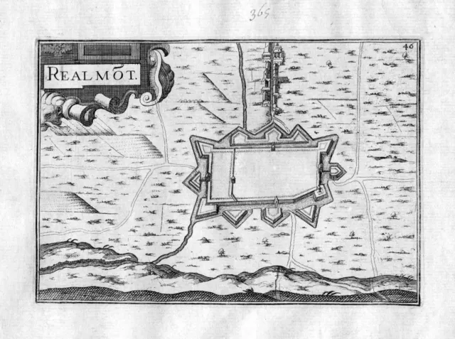 ca. 1630 Realmont Tarn Frankreich Kupferstich Karte map engraving gravure Tassin