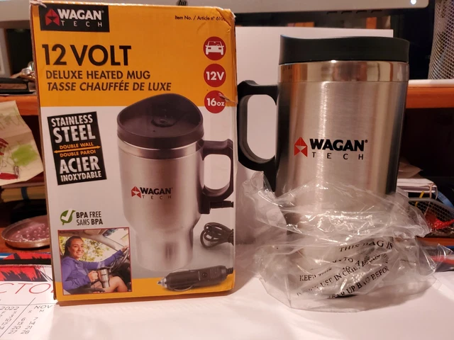 ♨Heated travel mug, coffee☕ (12 volts, 16oz, 149℉), WAGAN TECH, DC car charger⚡